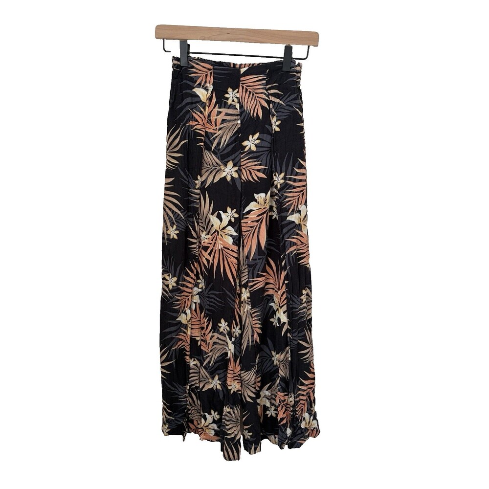 Billabong Women’s S Wide Leg Pants Tropical Palm Floral Split Leg Flowy Beach